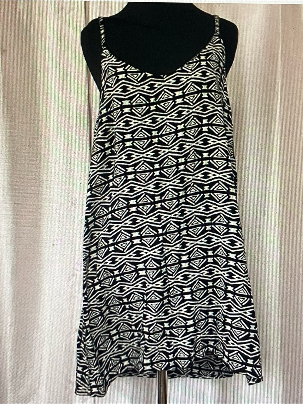 Free People Black & White Geometric Sleeveless Mini Dress